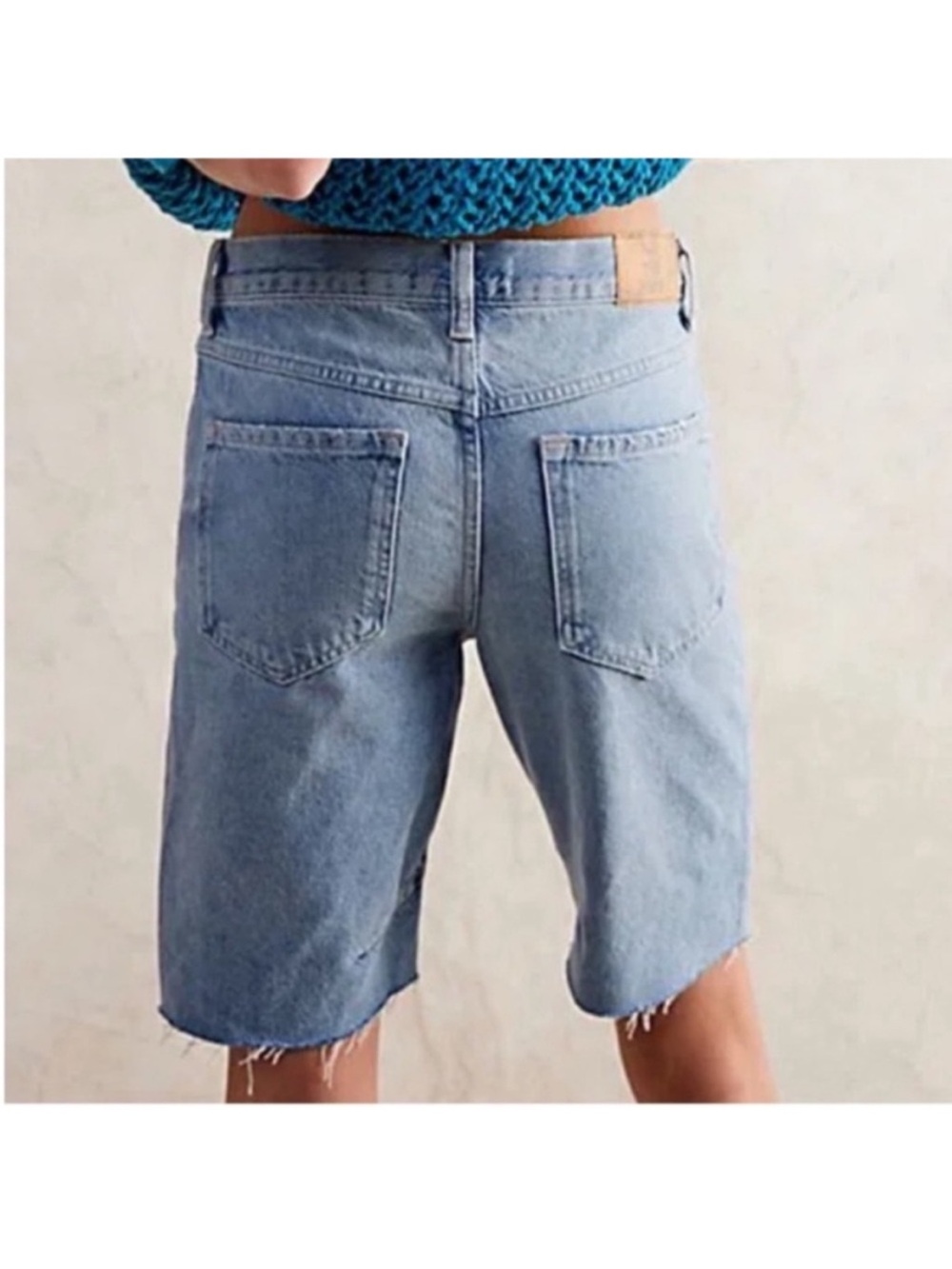 We The Free 27 Shorts Bermuda Ghost Town Long Short Jorts Bodie Blue raw hem NWT - Picture 9 of 13